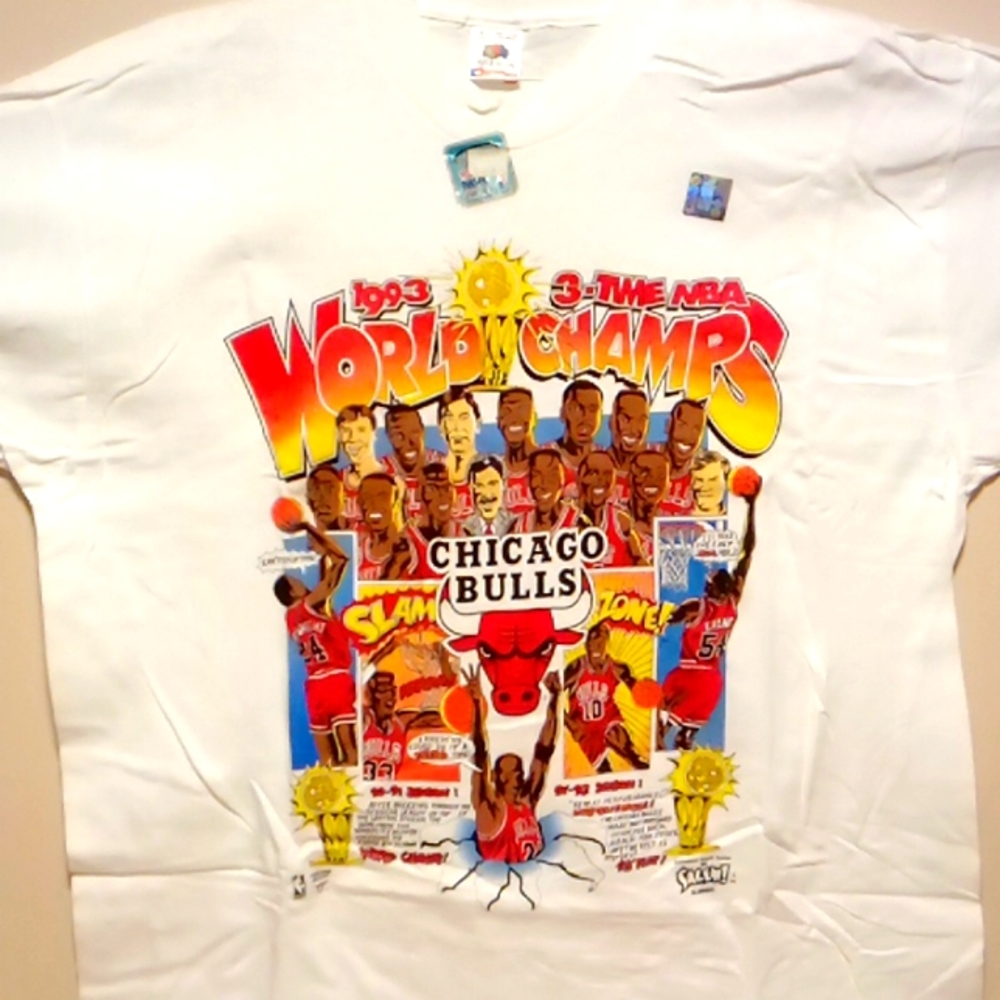 Chicago Bulls 1993 three-time NBA World champs t-shirt